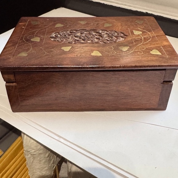 ✨Vintage Archana Crafts Hand Craved with Brass Inlay Jewellery or Trinket Box ✨ - Picture 6 of 16